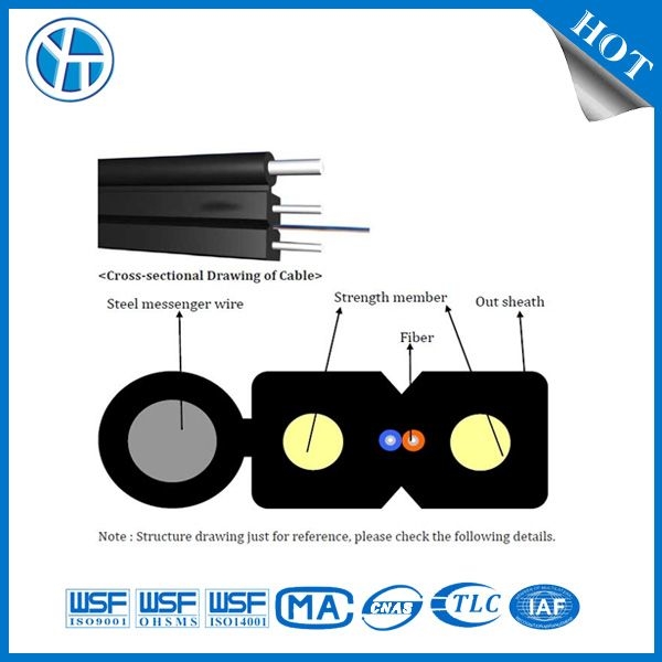 200N 팽창 강도 실내 FTTH 드롭 케이블 무선 연결을 위한 Yofc 섬유